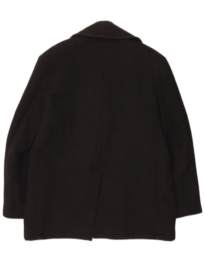Casaco masculino vintage Pea Coat UK 38 lã preta média