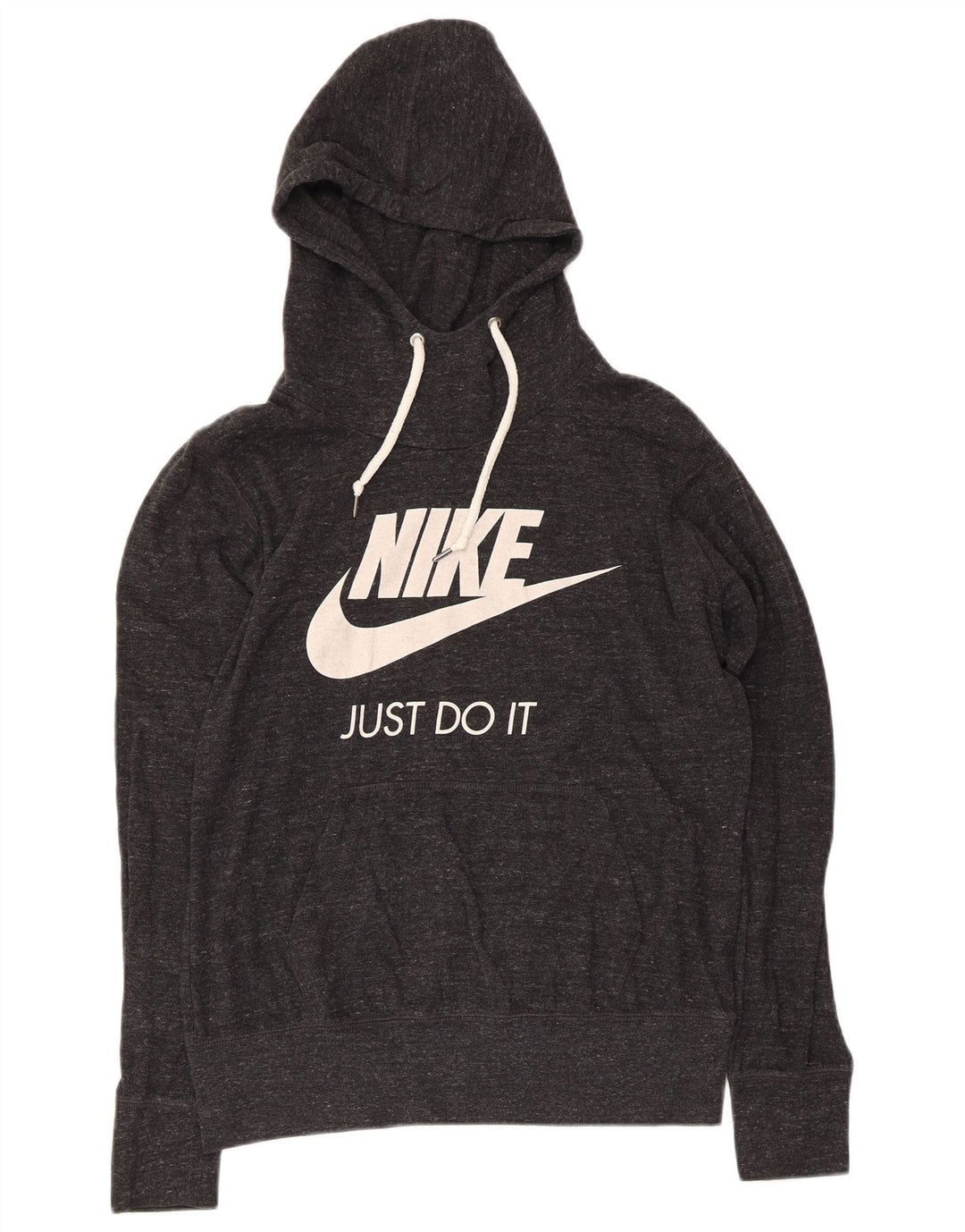 Jumper com capuz gráfico feminino Nike UK 16 grande poliéster manchado cinza