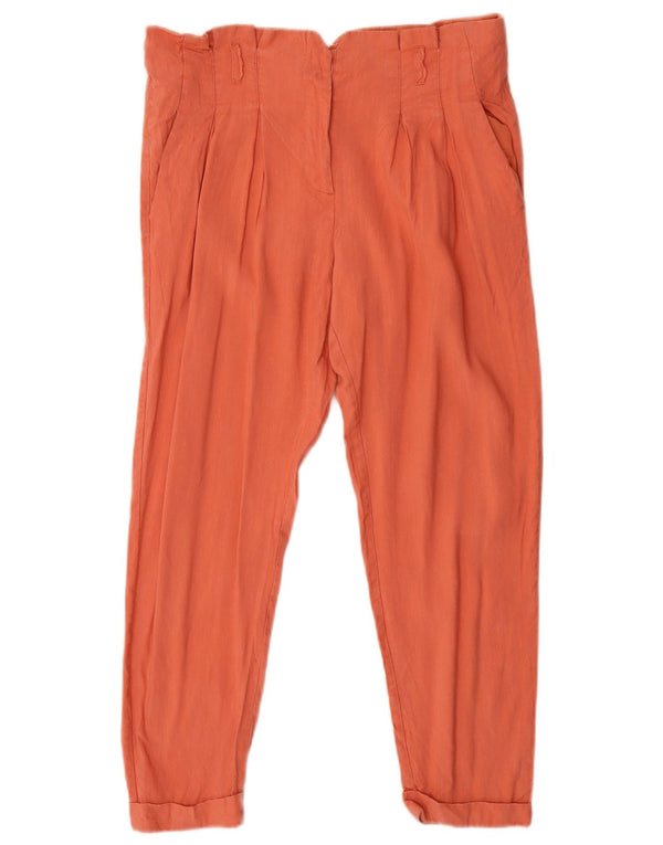 Calças cortadas femininas Topshop UK 12 médio W30 L25 laranja