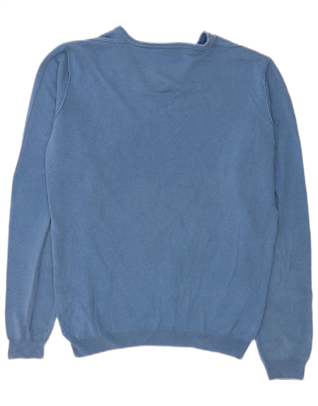 Trussardi Jeans Suéter masculino com gola V e algodão azul médio
