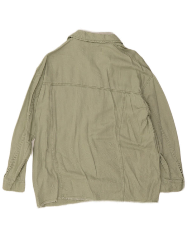 Zara Womens Oversized Bomber Jacket UK 10 pequeno algodão verde