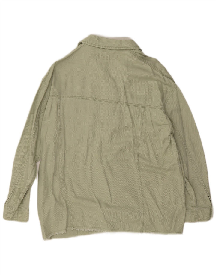 Zara Womens Oversized Bomber Jacket UK 10 pequeno algodão verde