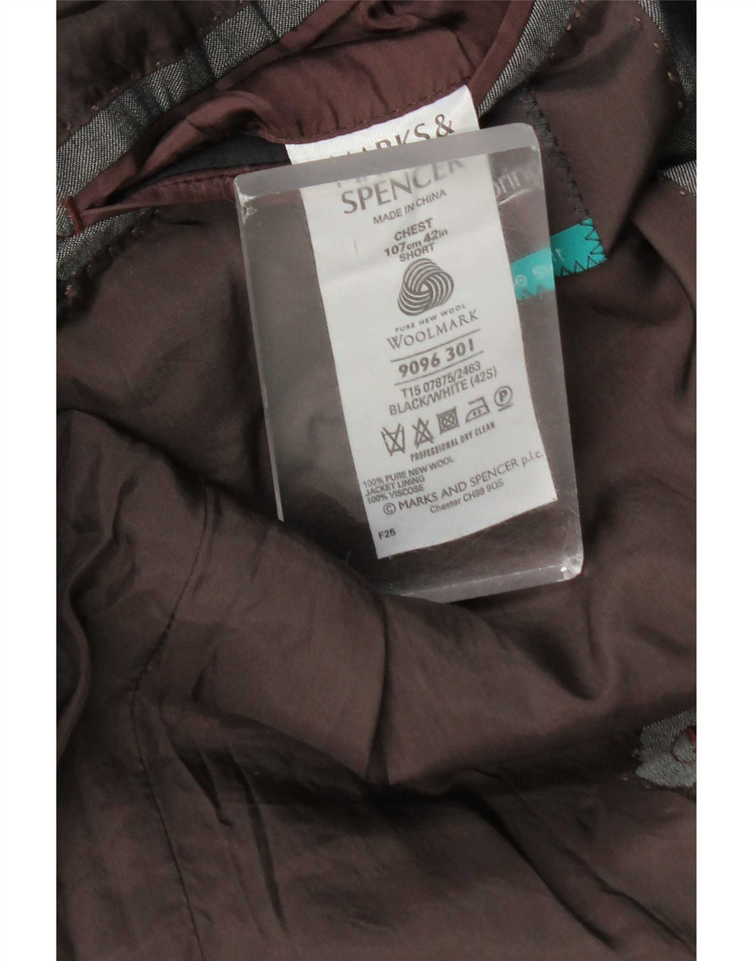 Jaqueta blazer masculina de 3 botões Marks & Spencer Reino Unido 42 grande lã cinza