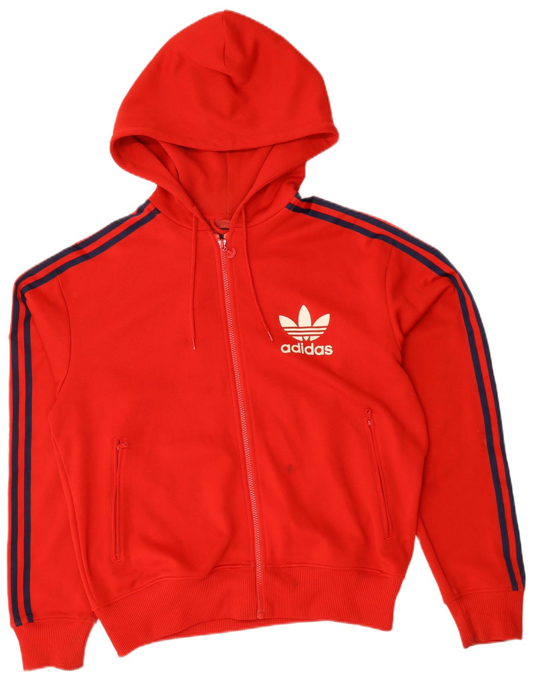 Adidas masculino zip moletom com capuz grande poliéster vermelho