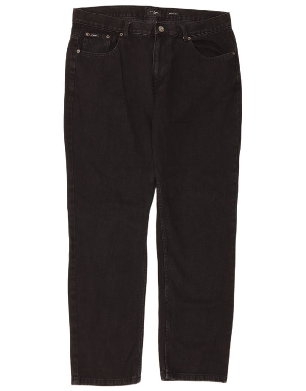 Pierre Cardin Mens Regular Fit Straight Jeans W38 L31 Algodão Preto