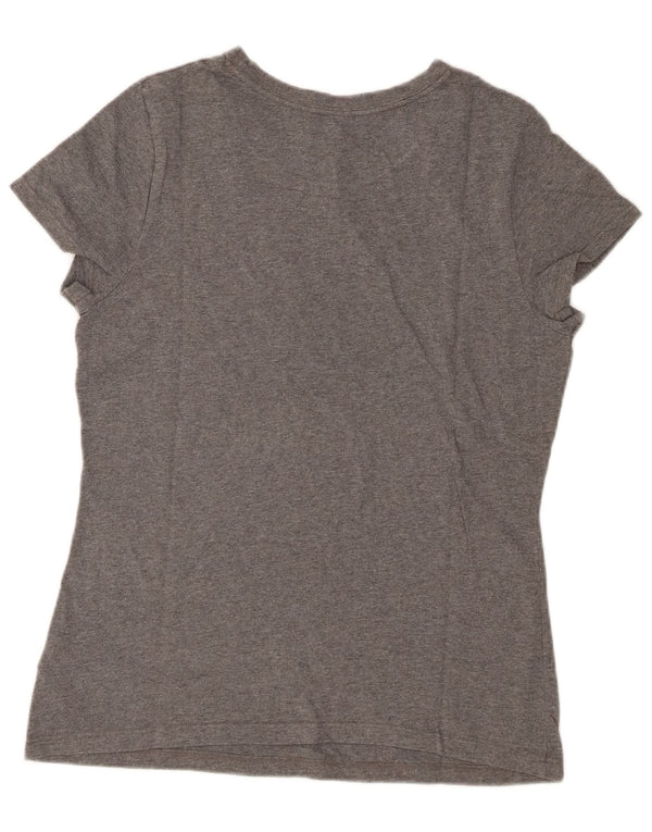 Camiseta feminina Tommy Hilfiger com estampa gráfica UK 14 grande algodão manchado cinza