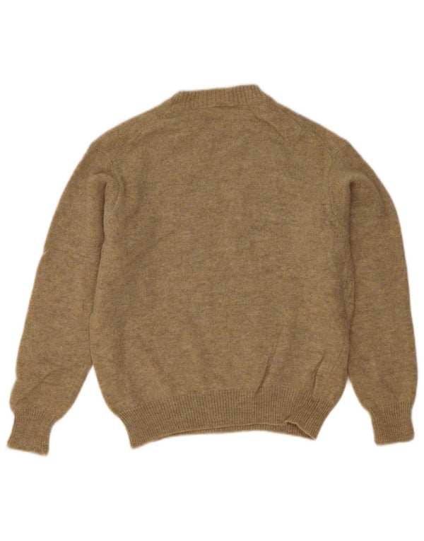 Suéter feminino Benetton com gola redonda UK 14 lã cáqui média