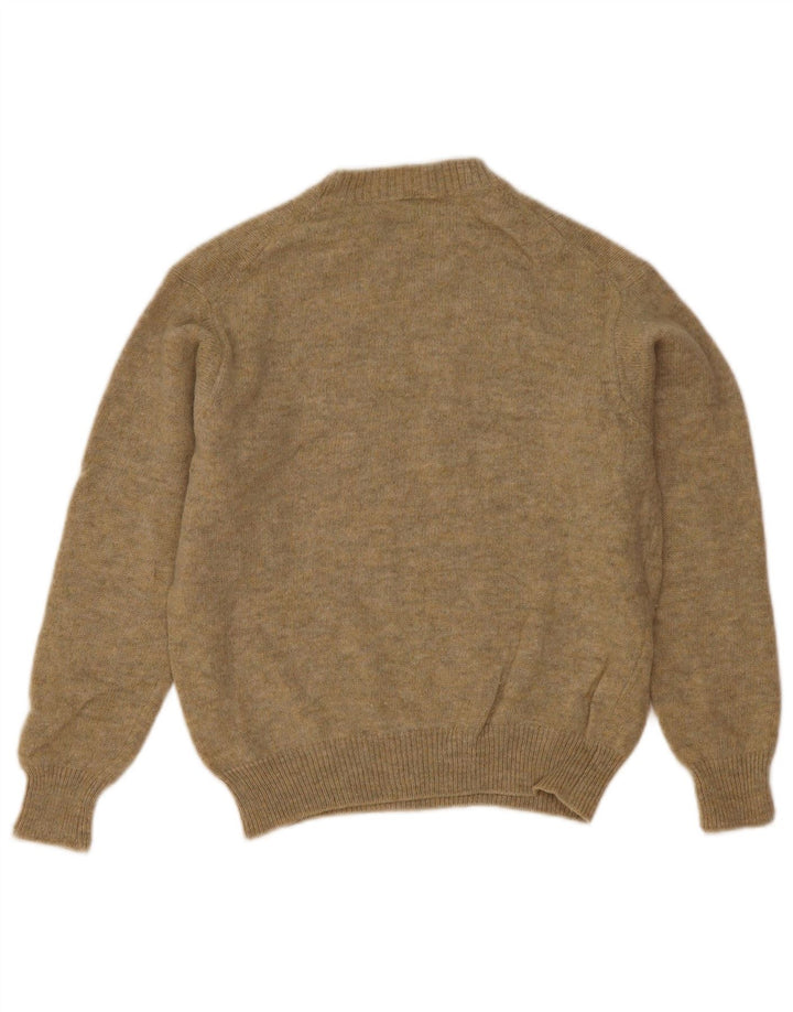 Suéter feminino Benetton com gola redonda UK 14 lã cáqui média