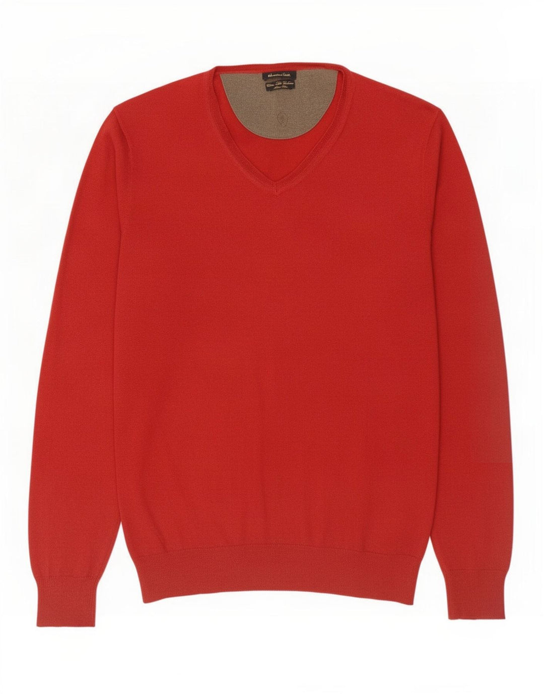 Suéter masculino Massimo Dutti com decote em V médio algodão vermelho
