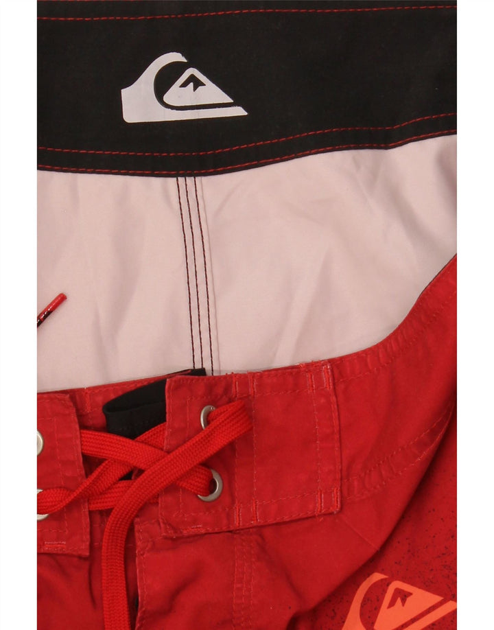 Quiksilver Mens Graphic Natação Shorts Médio Listrado Vermelho