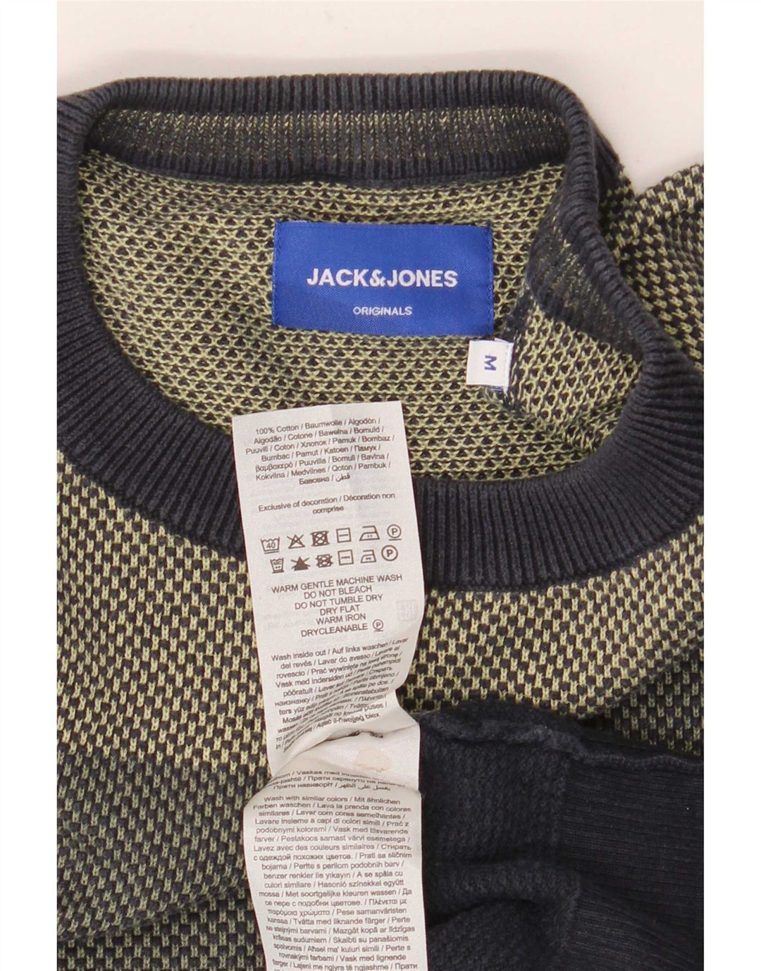 Suéter masculino Jack & Jones com gola redonda, bloco colorido médio multicolorido