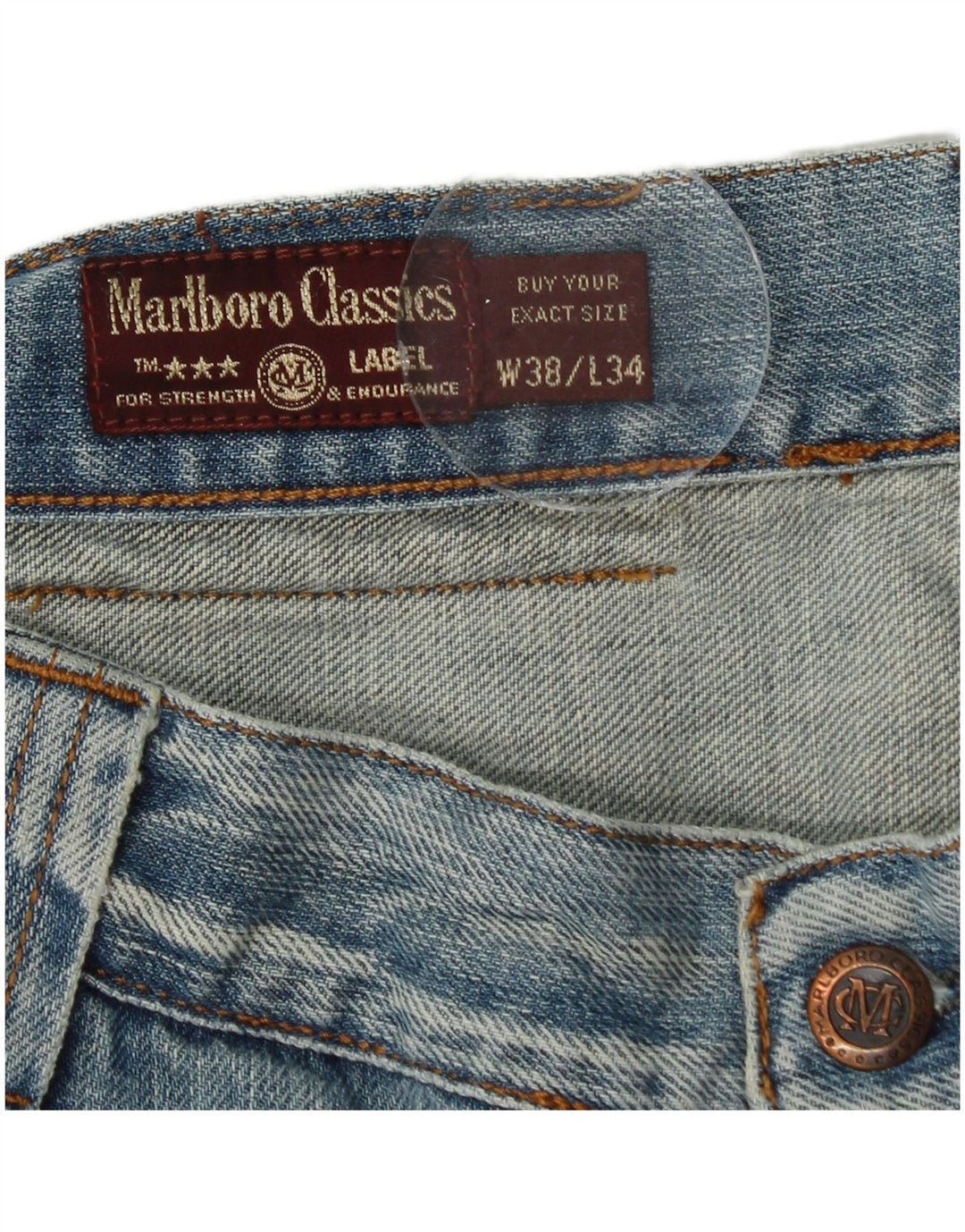 Marlboro Classics Mens Straight Jeans W38 L34 Azul Algodão