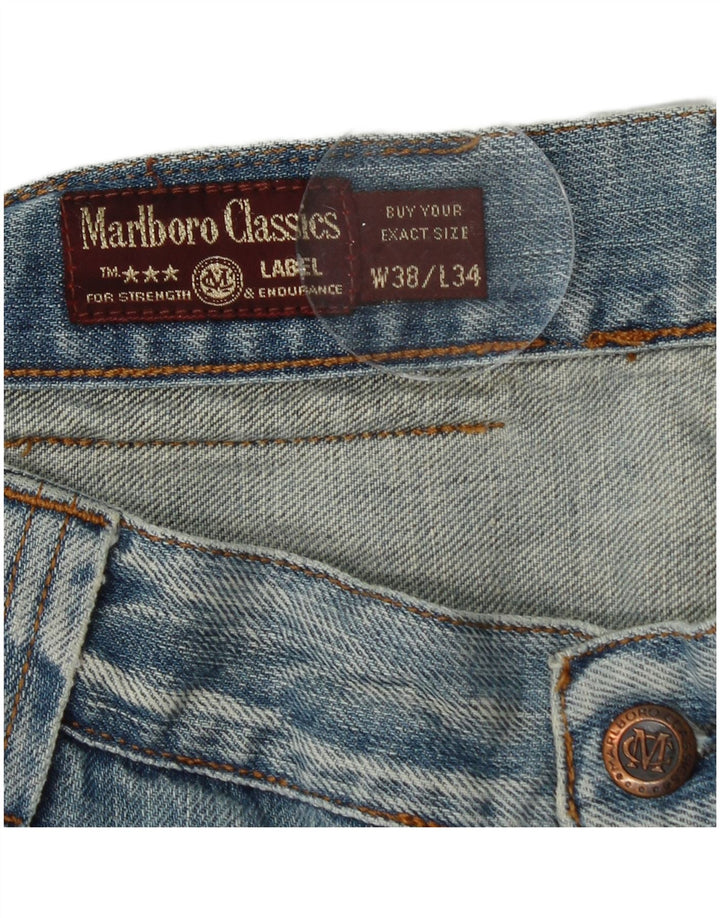 Marlboro Classics Mens Straight Jeans W38 L34 Azul Algodão