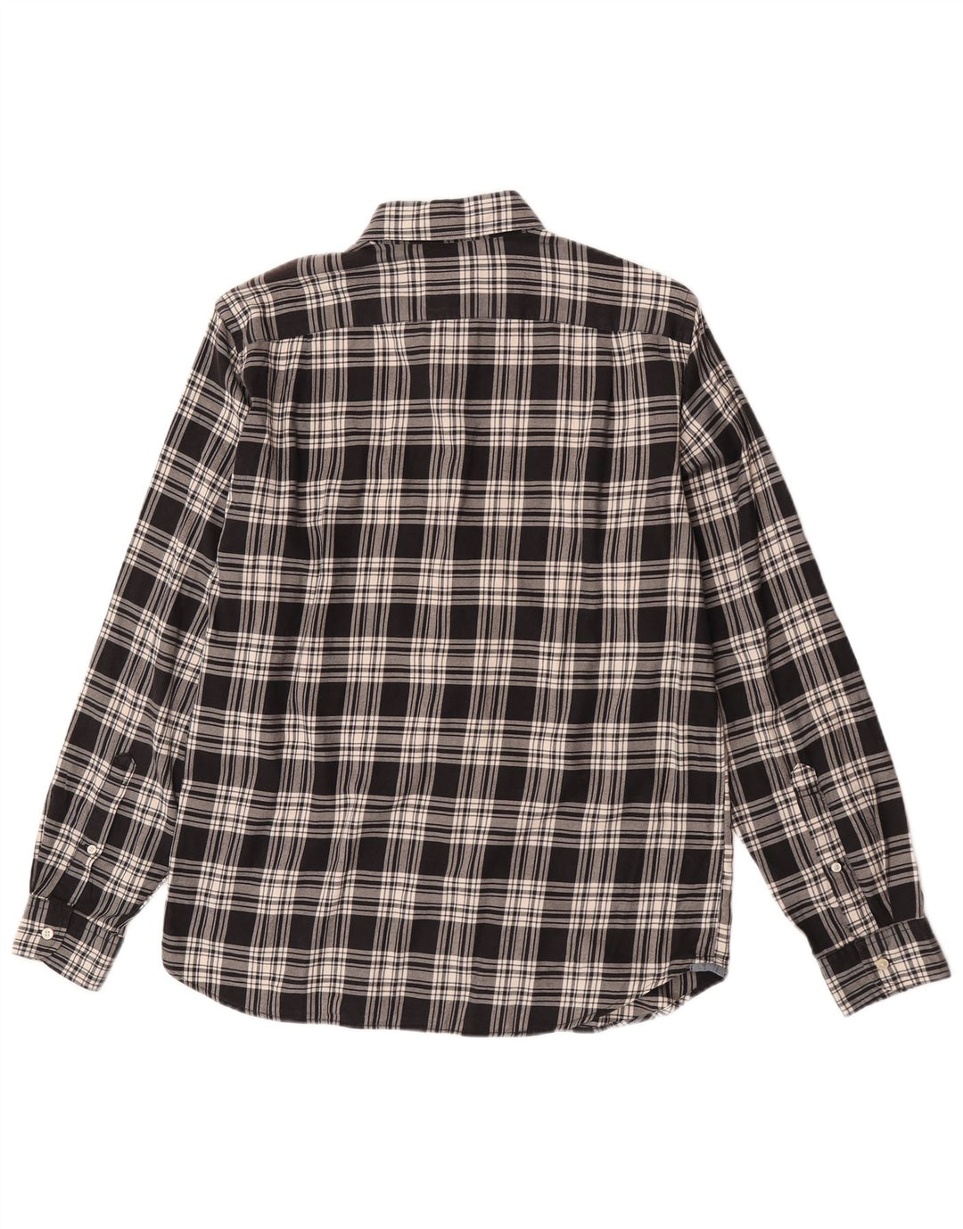 Camisa masculina de flanela J. Crew de algodão xadrez preto médio