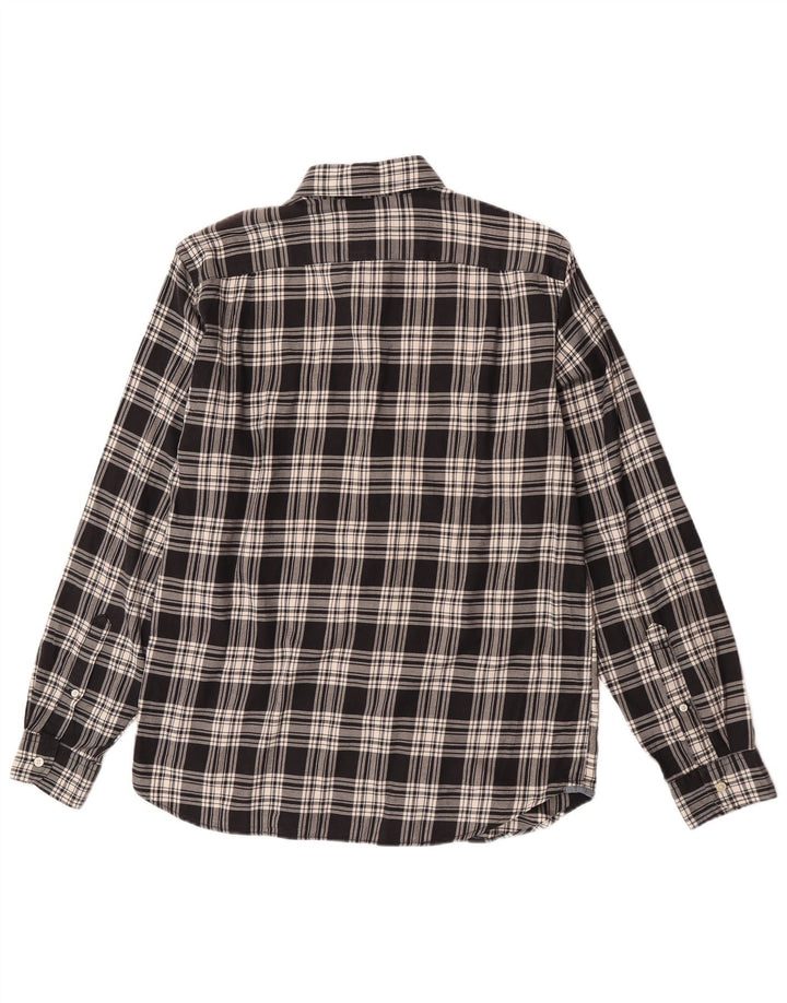 Camisa masculina de flanela J. Crew de algodão xadrez preto médio