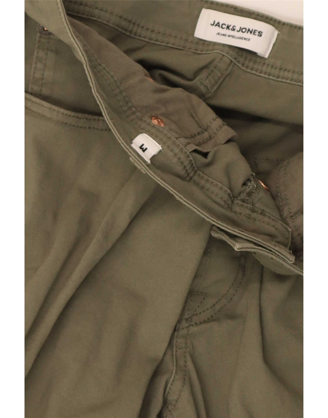 Shorts casuais masculinos Jack & Jones médio W34 algodão cáqui