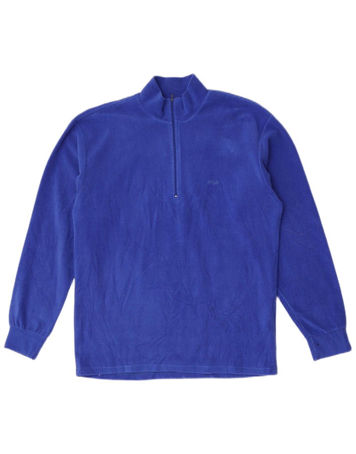 Fila Mens Zip Neck Fleece Jumper IT 40 Poliéster Azul Médio