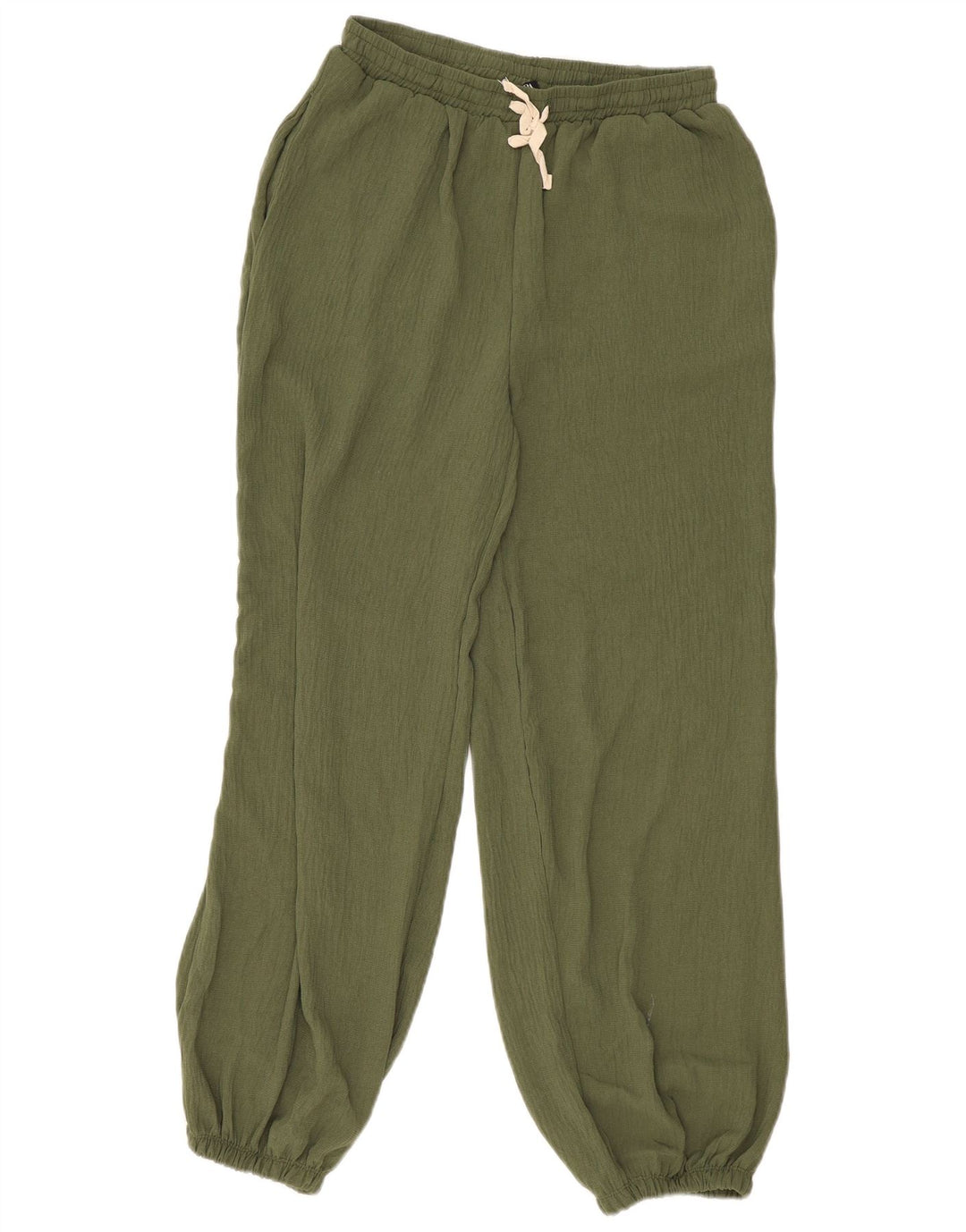 Zara Calça jogger feminina casual pequena poliéster cáqui