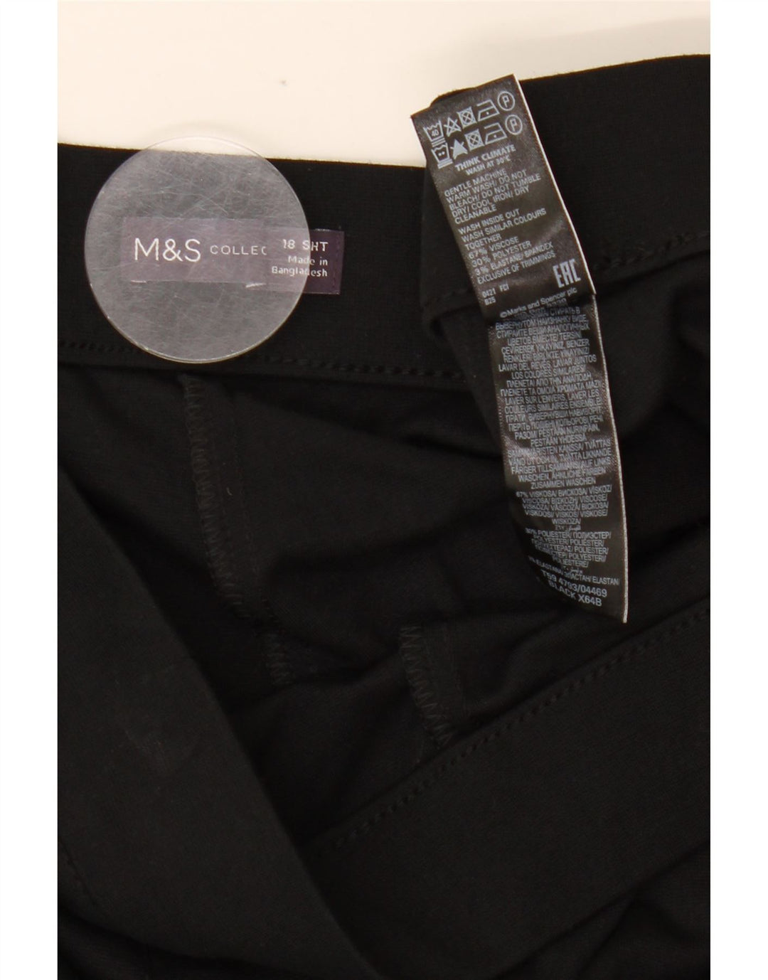 Calça casual feminina de cintura alta MARKS & SPENCER UK 18 XL W34 L27 preta