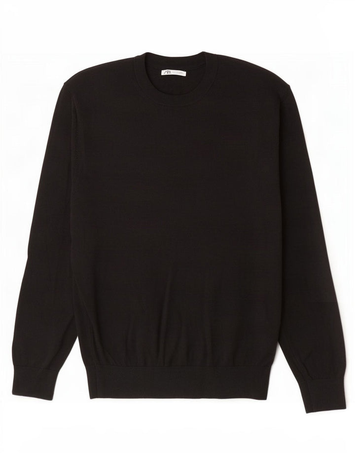 Zara Suéter masculino com gola redonda XL preto acrílico