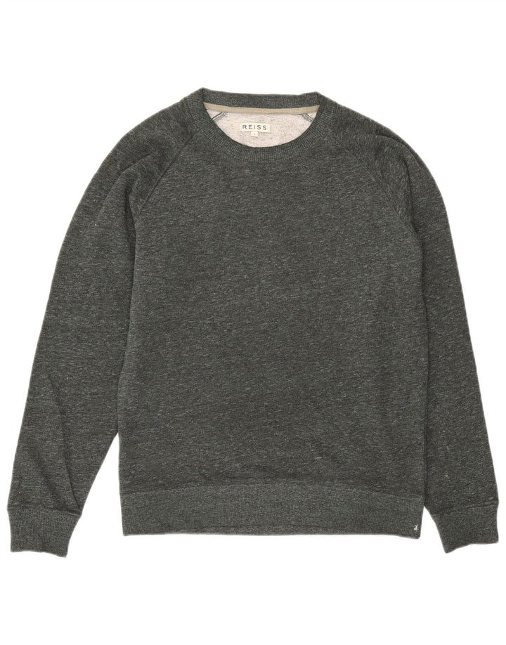 Reiss moletom masculino jumper pequeno algodão manchado verde