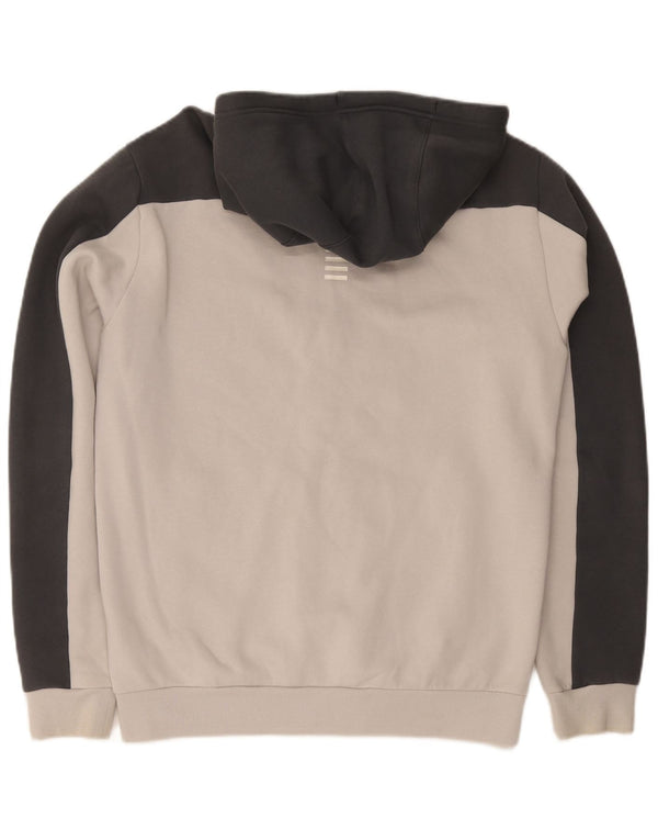 Suéter masculino com capuz e zíper Emporio Armani 2XL algodão colorblock cinza