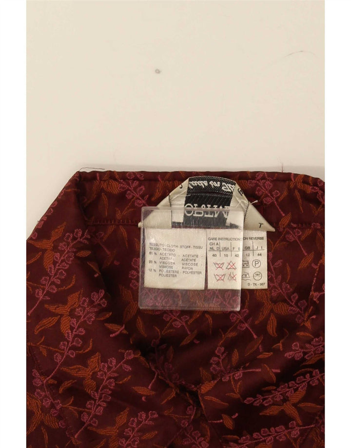 Jaqueta blazer feminina de manga curta Sportmax Reino Unido 12 marrom médio floral