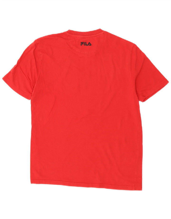 Fila Mens Graphic T-Shirt Top Pequeno Algodão Vermelho