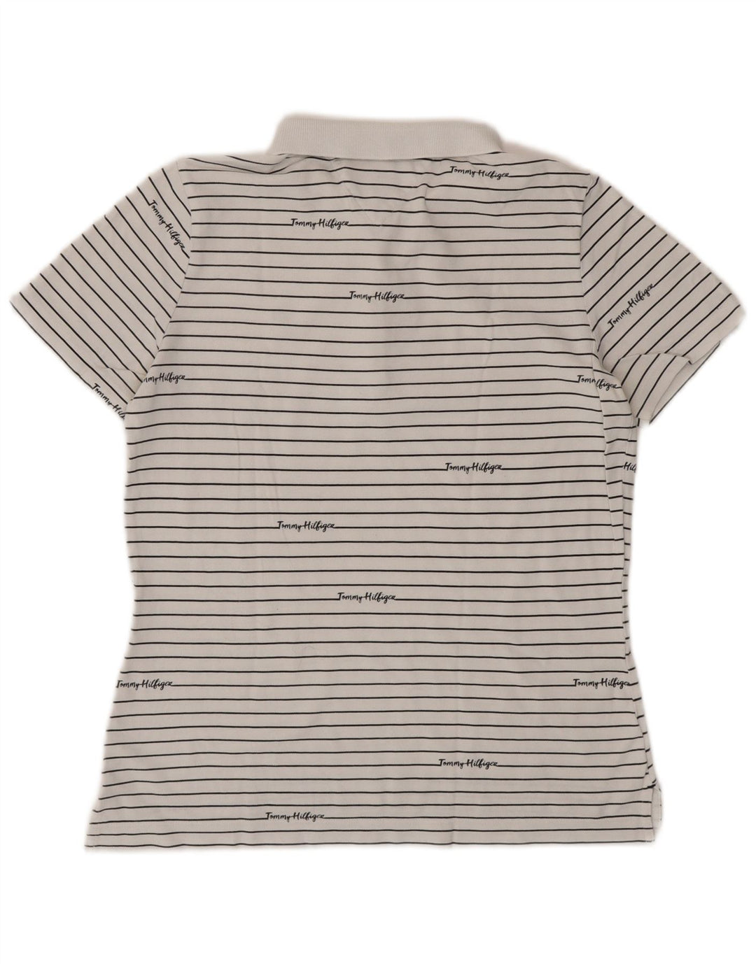 Camisa polo feminina TOMMY HILFIGER UK 14 médio listrado branco