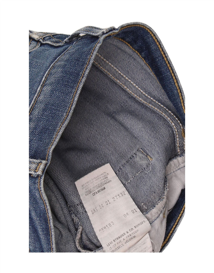 Shorts jeans feminino LEVI'S W27 pequeno algodão azul