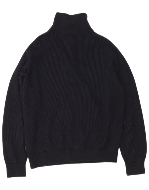 Suéter masculino Armani Exchange com zíper e gola alta de algodão preto