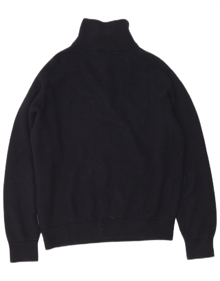 Suéter masculino Armani Exchange com zíper e gola alta de algodão preto