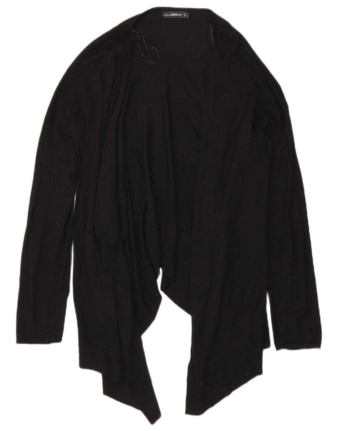 Suéter cardigã aberto assimétrico Zara feminino Reino Unido 16 grande preto