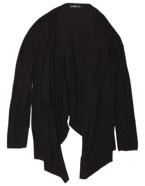 Suéter cardigã aberto assimétrico Zara feminino Reino Unido 16 grande preto