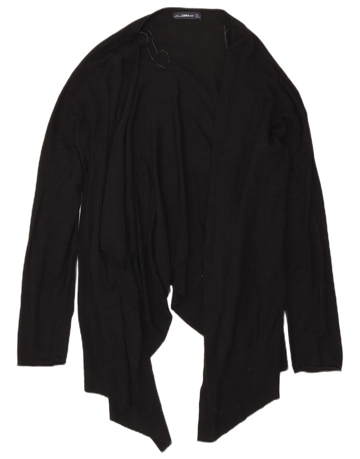 Suéter cardigã aberto assimétrico Zara feminino Reino Unido 16 grande preto