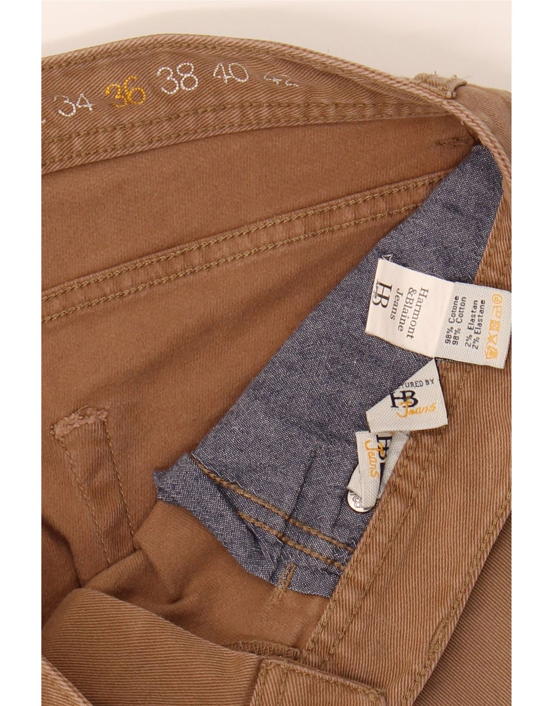 HARMONT & BLAINE Mens Straight Casual Trousers W36 L30 Brown Cotton Vintage Harmont & Blaine and Second-Hand Harmont & Blaine from Messina Hembry 