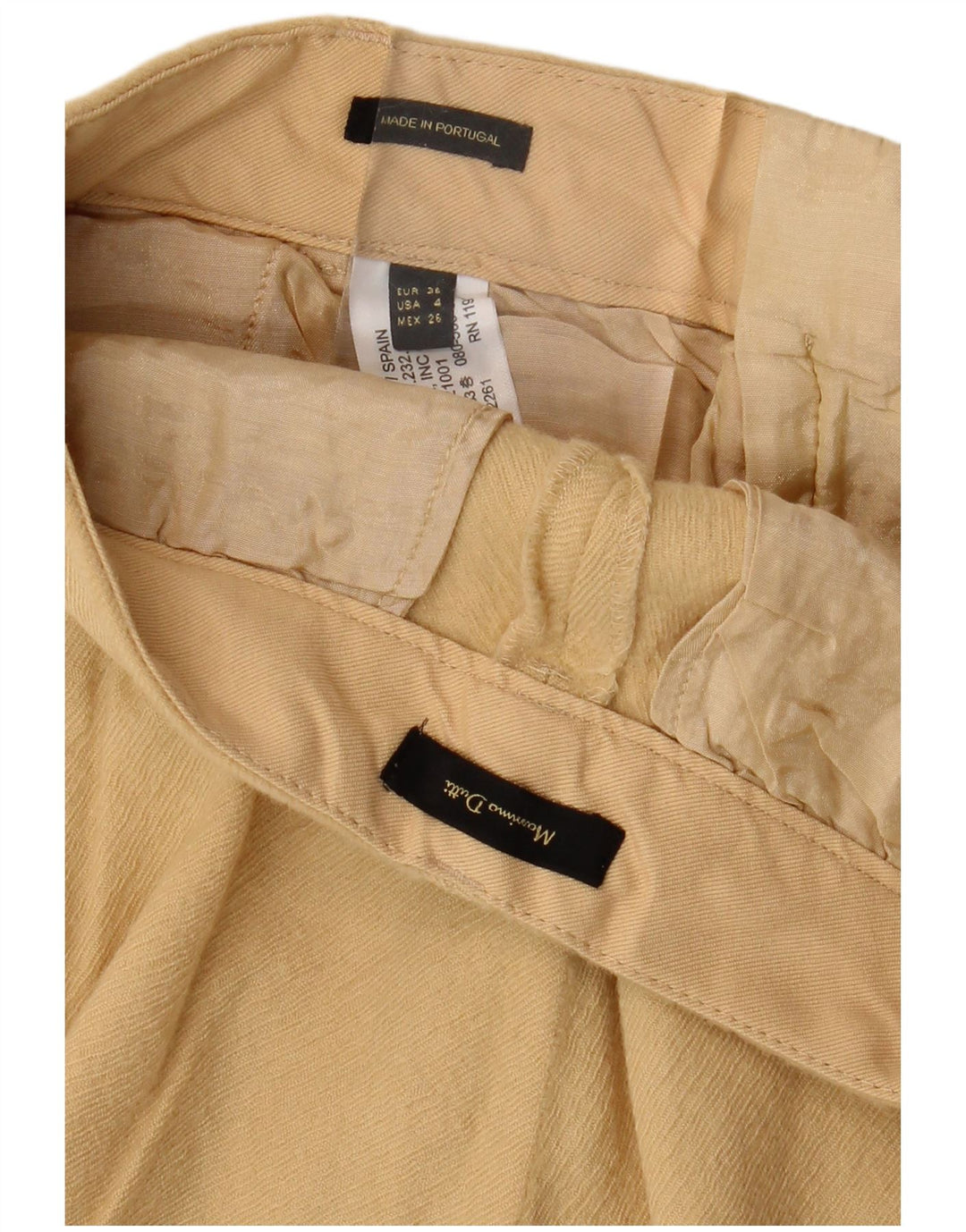 Calça chino reta feminina MASSIMO DUTTI UE 36 XS W26 L26 lã bege