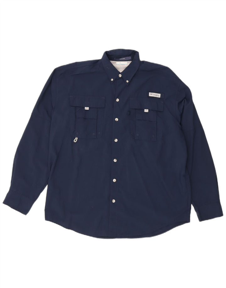 Camisa masculina Columbia Omni-Shade média azul marinho nylon