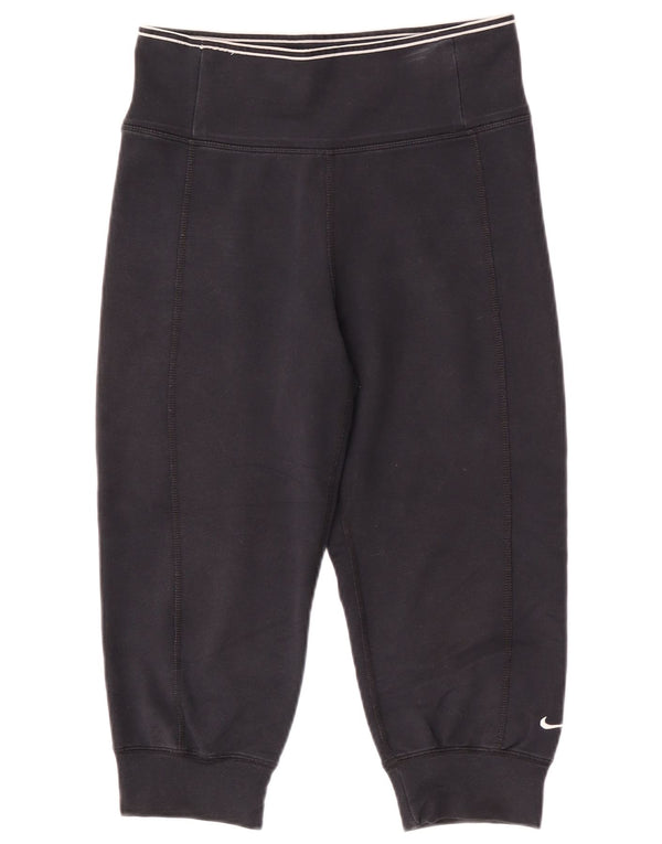 Nike Womens Dri Fit Capri Calças de treino Joggers UK 4/6 XS Algodão preto