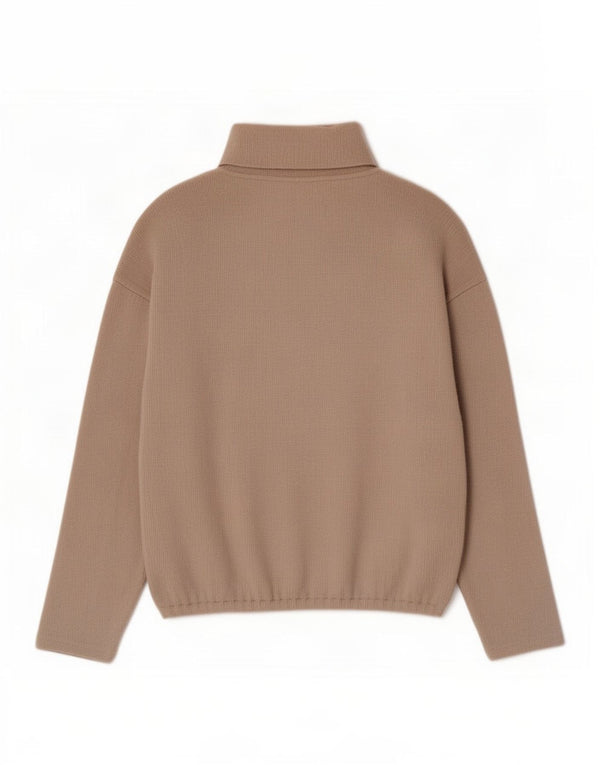 Zara Womens Oversized Roll Neck Jumper Sweater UK 14 Medium Beige Polyester