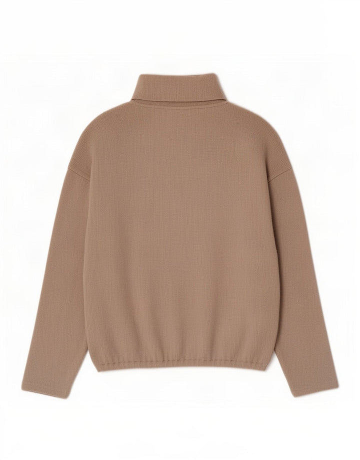 Zara Suéter feminino oversized com gola redonda Reino Unido 14 poliéster bege médio