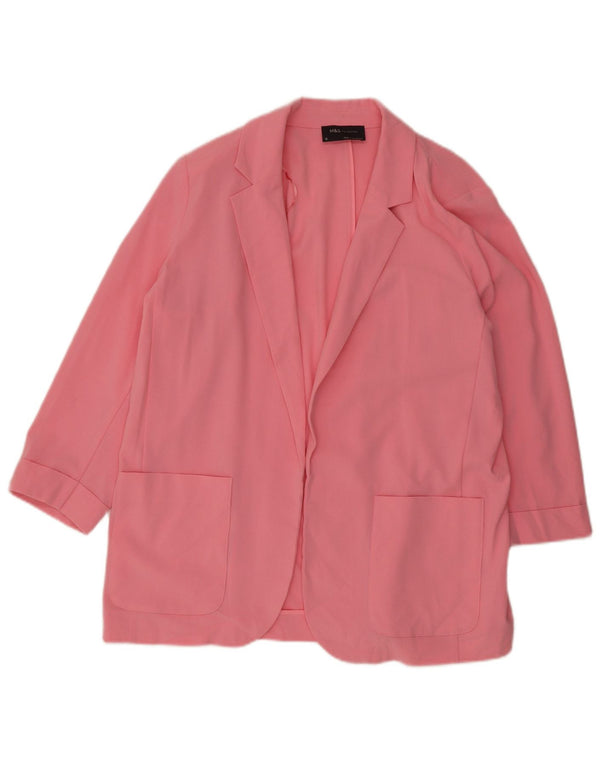 Jaqueta blazer feminina MARKS & SPENCER manga 3/4 aberta Reino Unido 16 grande rosa