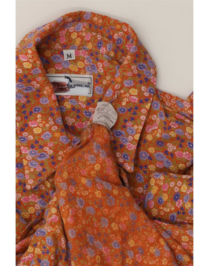 Camisa feminina vintage UK 14 viscose floral multicolorida média
