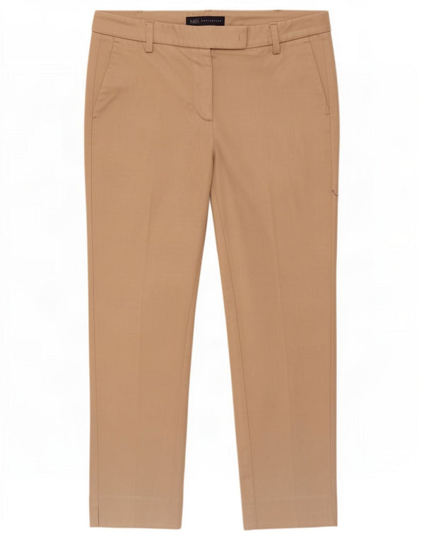 Calça capri feminina Marks & Spencer UK 10 pequena W28 L23 algodão bege