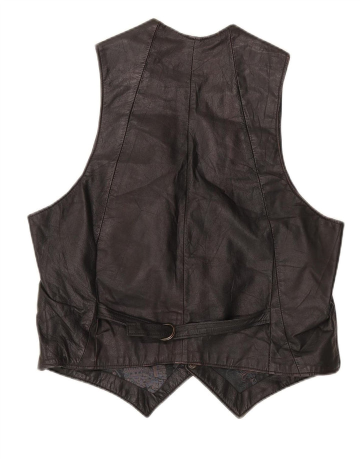 Colete de couro masculino VINTAGE marrom médio