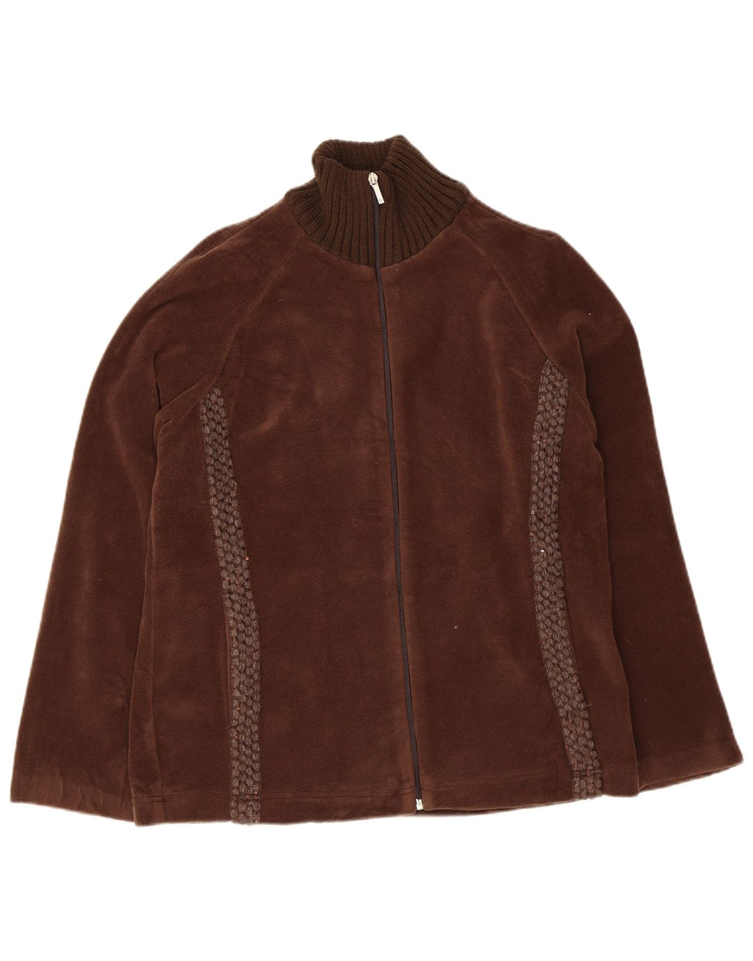 Jaqueta de lã feminina F.LLI CAMPAGNOLO Reino Unido 14 grande poliéster marrom