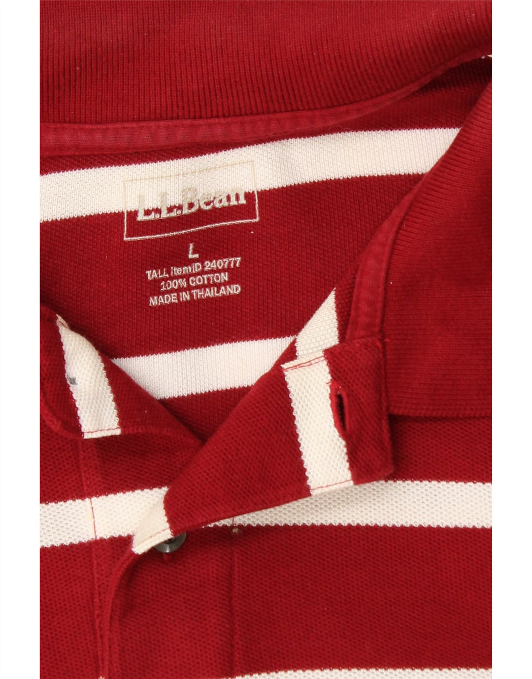 Camisa polo masculina L.L.BEAN grande algodão listrado marrom