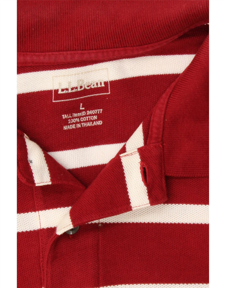 Camisa polo masculina L.L.BEAN grande algodão listrado marrom