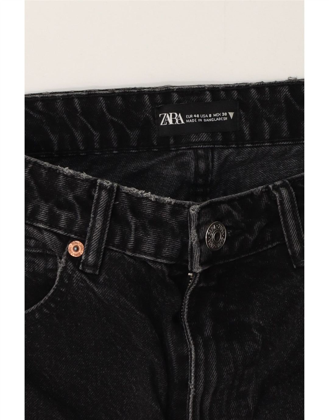 Zara Jeans Cônicos Femininos EU 40 Médio W30 L27 Preto