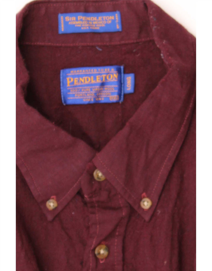 Pendleton Camisa masculina longa de flanela 2XL lã cor de vinho